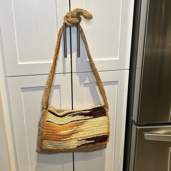 Artisan Multicoloured Neutral Crochet Messenger Cross Body Bag Women - Picture 16 of 16